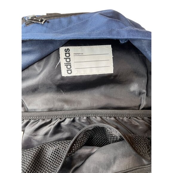 Adidas Blue & Black Striped Backpack With Front Pocket & Padded Straps - Picture 3 of 5